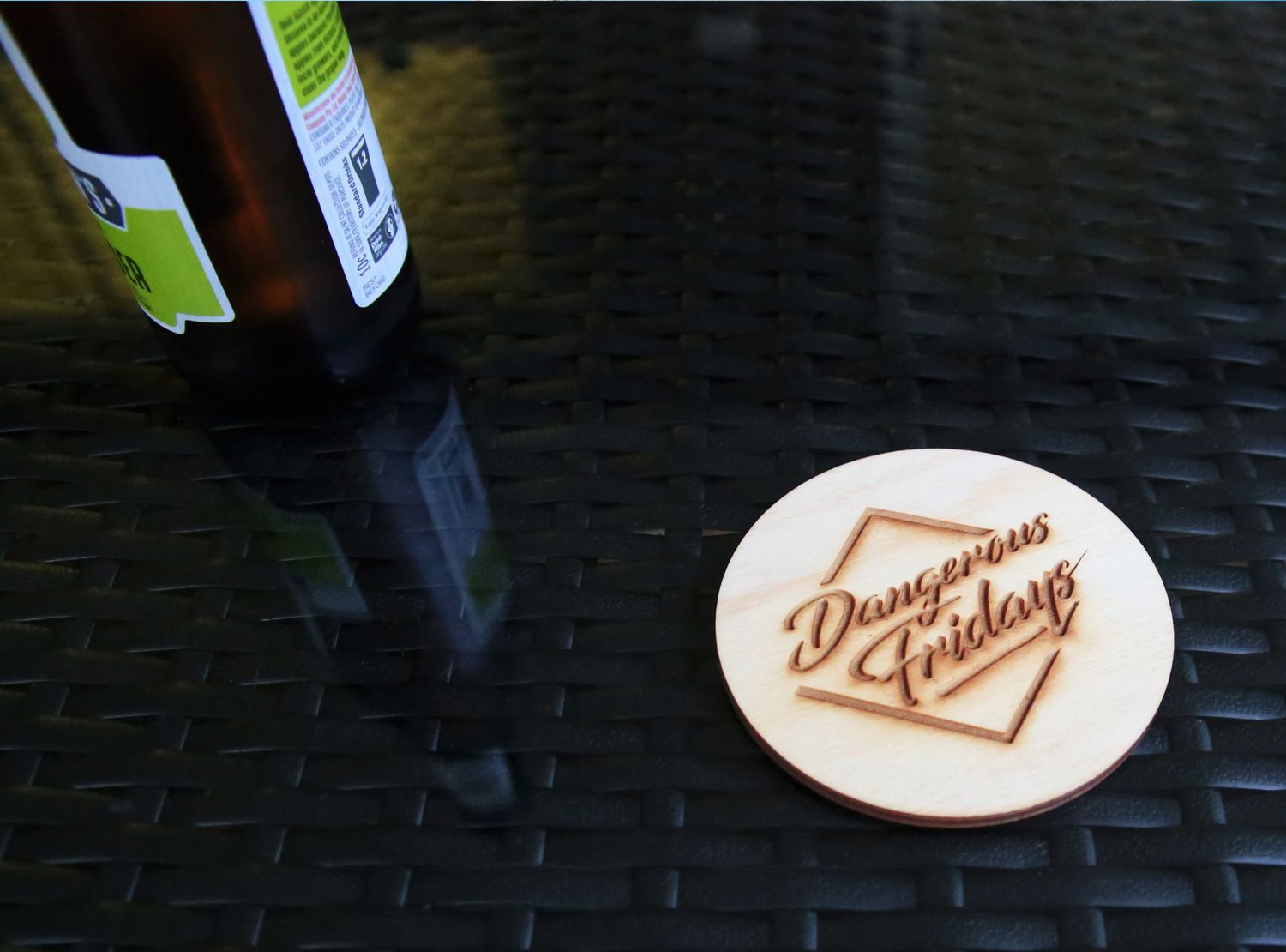 Laser Etched Plywood Drink Coasters